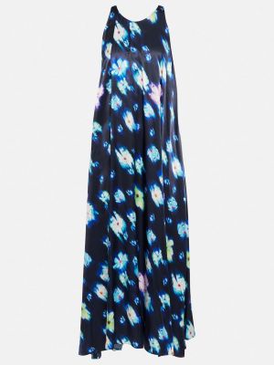 Атласное платье миди в цветочек с принтом Dorothee Schumacher синее