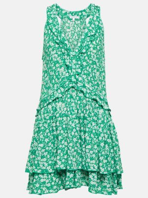 Платье мини в цветочек с принтом с рюшами Poupette St Barth зеленое