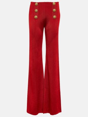 Pantaloni cu talie înaltă Balmain roșu