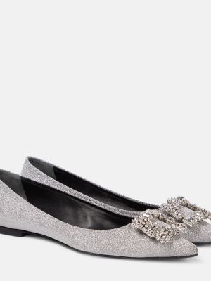 Virágos balerina cipők Roger Vivier ezüstszínű