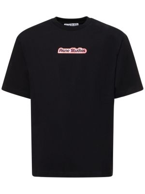 Kokvilnas t-krekls Acne Studios melns