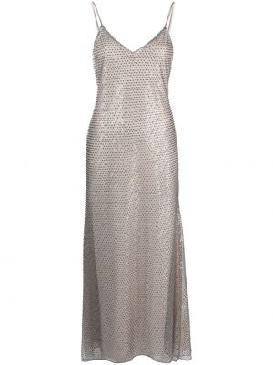 Flitrované dlouhé šaty Semicouture sivá