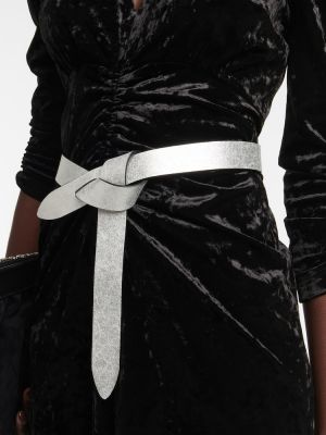 Двустранен кожаный велурен колан Isabel Marant черно