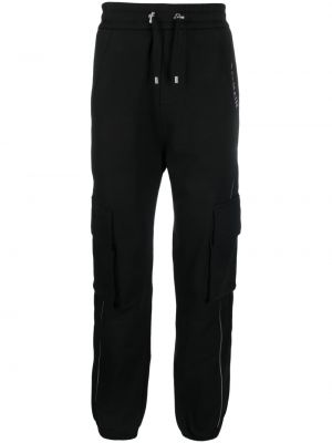 Pantaloni din bumbac cu imagine Balmain negru