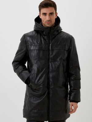 Черная утепленная кожаная куртка Jorg Weber