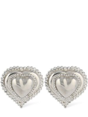 Σκουλαρίκια με μοτίβο καρδιά Alessandra Rich ασημί