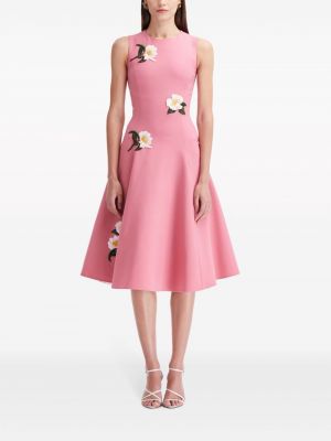 Květinové koktejlové šaty Oscar De La Renta růžové