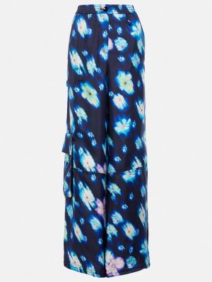Шелковые брюки карго Neon Florals DOROTHEE SCHUMACHER синий