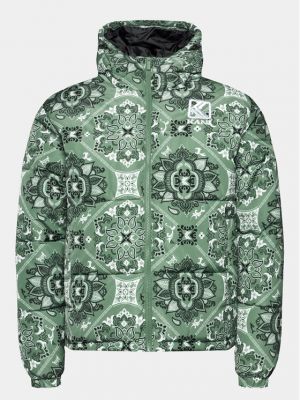 Priliehavá páperová bunda s paisley vzorom Karl Kani zelená