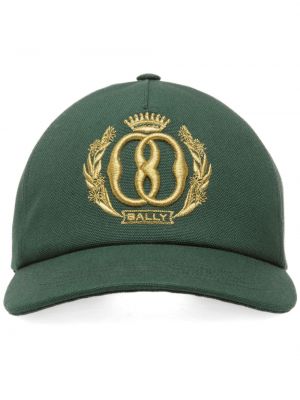 Cappello con visiera ricamato di cotone Bally verde