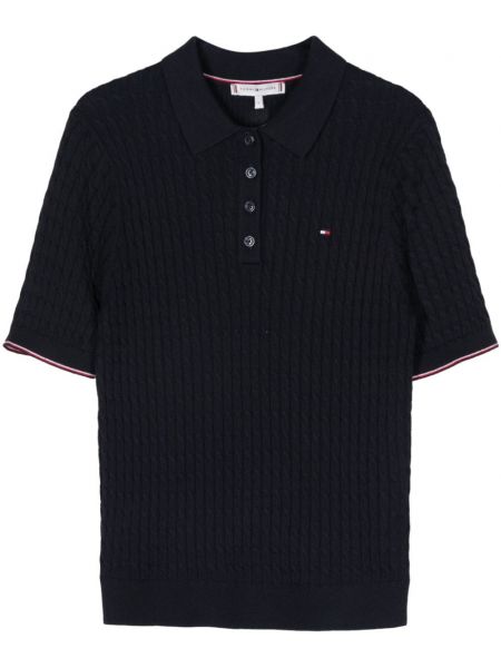 Strikket broderet top Tommy Hilfiger blå