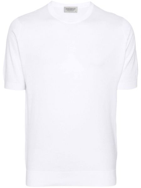 Adīti kokvilnas t-krekls John Smedley balts