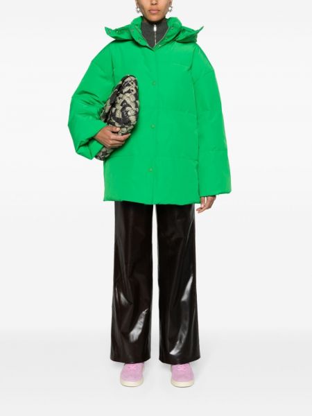 Péřová bunda s kapucí Samsøe Samsøe zelená