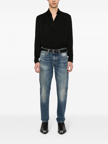 Jeansy skinny z niską talią slim fit Saint Laurent niebieskie
