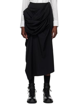 Черная юбка-миди с драпировкой Yohji Yamamoto