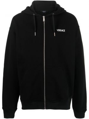 Raštuotas džemperis su gobtuvu su užtrauktuku Versace juoda