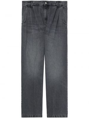 Plisované bavlnené džínsy s rovným strihom Mfpen sivá