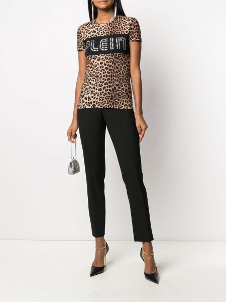 Camiseta con estampado leopardo Philipp Plein marrón