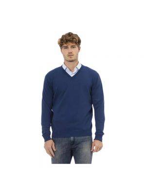 Sweter wełniany Sergio Tacchini niebieski