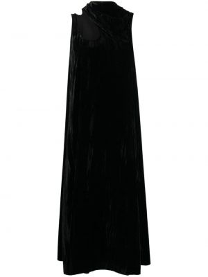 Velurové koktejlkové šaty Low Classic čierna