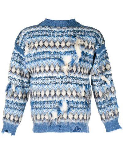 Пуловер с протрити краища Maison Margiela синьо