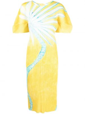 Sukienka koktajlowa w kwiatki z nadrukiem plisowana Pleats Please Issey Miyake