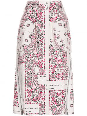Midi sukně na zip s potiskem Sacai - bílá