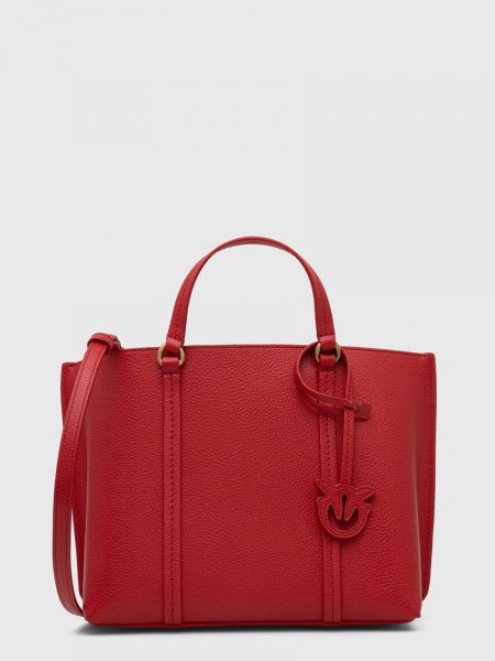 Кожаная сумка шоппер Pinko красная