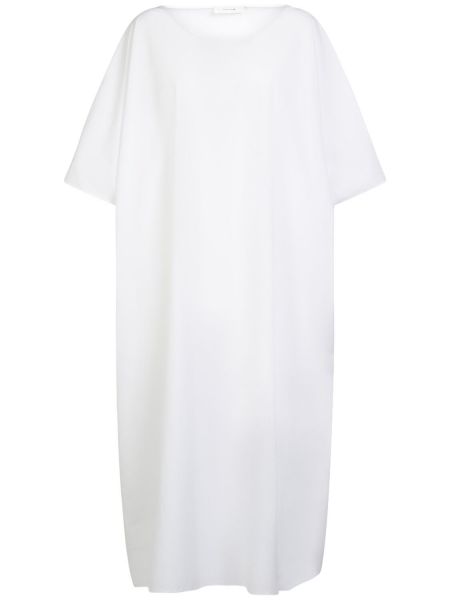 Βαμβακερή μεταξωτή μίντι φόρεμα The Row λευκό