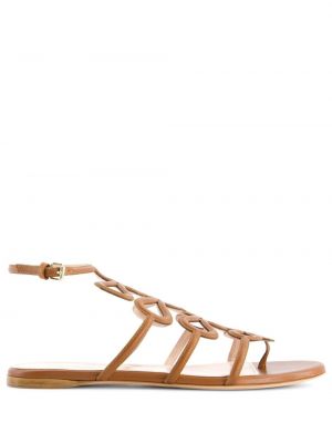 Kožené sandály s mašlí Giambattista Valli hnědé