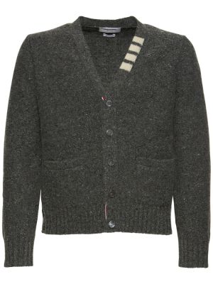 Cárdigan de lana reversible de lana mohair Thom Browne gris
