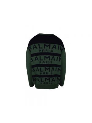 Sweter wełniany Balmain zielony