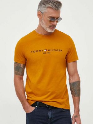 Тениска с дълъг ръкав с апликация Tommy Hilfiger оранжево
