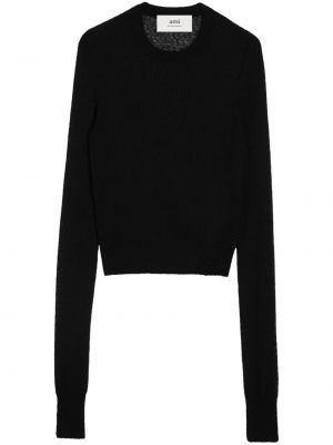 Caurspīdīgs džemperis Ami Paris melns