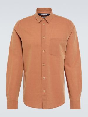 Chemise en laine en coton Jacquemus orange