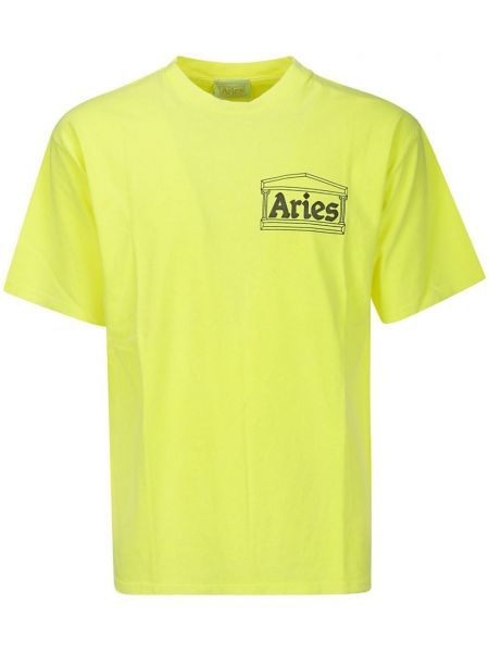 Raštuotas medvilninis marškinėliai Aries geltona