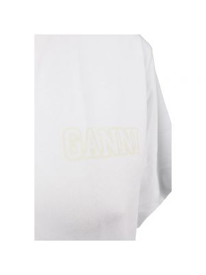 Camiseta de algodón Ganni blanco