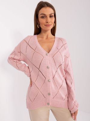 Dūnu ažūra džemperis ar pogām Fashionhunters rozā