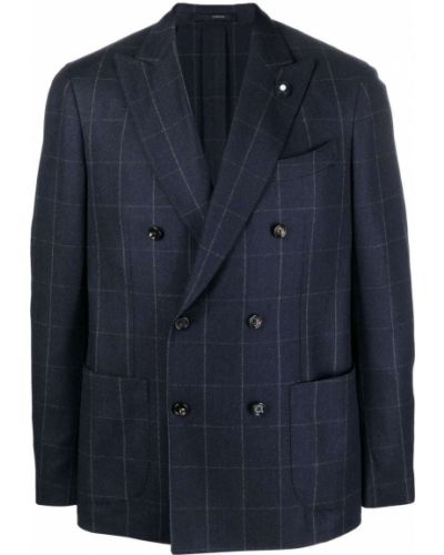 Kontrol kruvaze blazer Lardini mavi