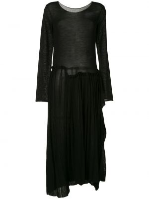 Vestido asimétrico plisado Yohji Yamamoto negro