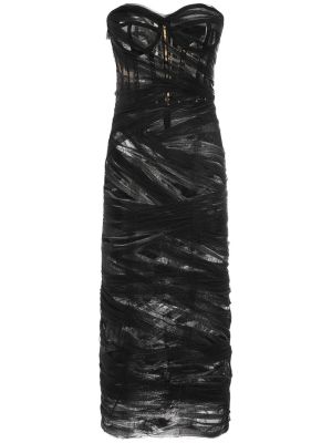 Drapované tylové midi šaty Dolce & Gabbana černé