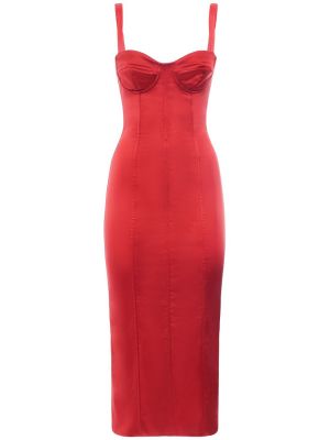 Saténové midi šaty Dolce & Gabbana červená