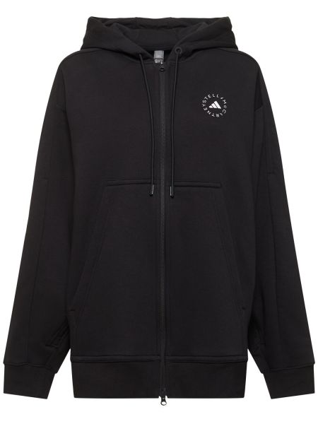 Büyük boy zip hoodie Adidas By Stella Mccartney siyah