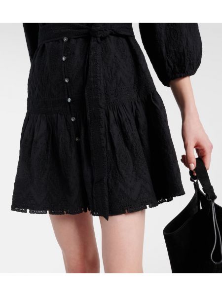 Βαμβακερή φόρεμα με κέντημα Veronica Beard μαύρο