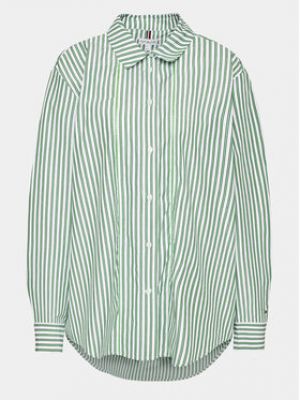 Voľná priliehavá košeľa Tommy Hilfiger Curve zelená