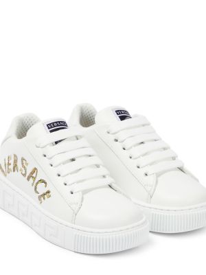 Sneakers i läder för tjejer Versace Kids vit