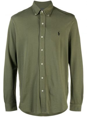 Medvilninis siuvinėtas polo marškinėliai Polo Ralph Lauren žalia