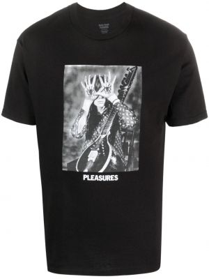 Bavlněné tričko s potiskem s hvězdami Pleasures černé