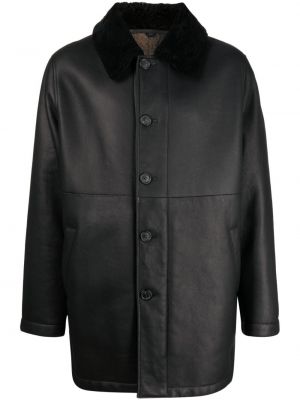 Δερμάτινο παλτό Dunhill μαύρο