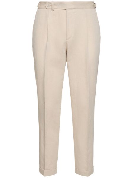 Pantaloni di lino di cotone Boss beige